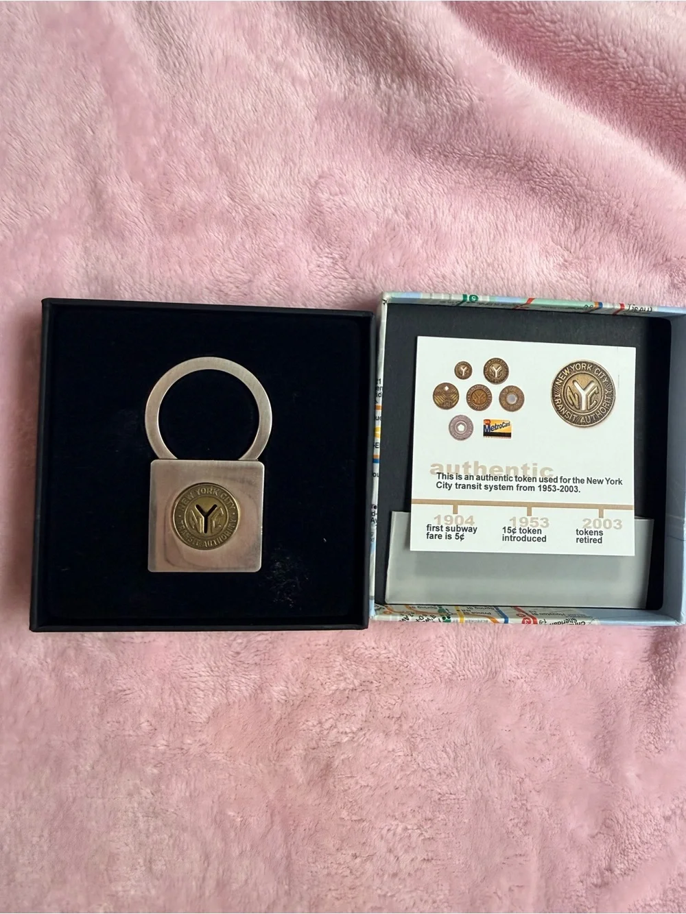 NYC Transit Token Metal Keyring - Bronze & Silver